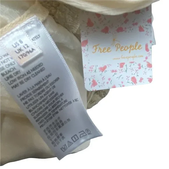 🌬️ Free People Womens Cleo Embroidered Cream Boho Mini Dress 🌾 - Picture 11 of 13